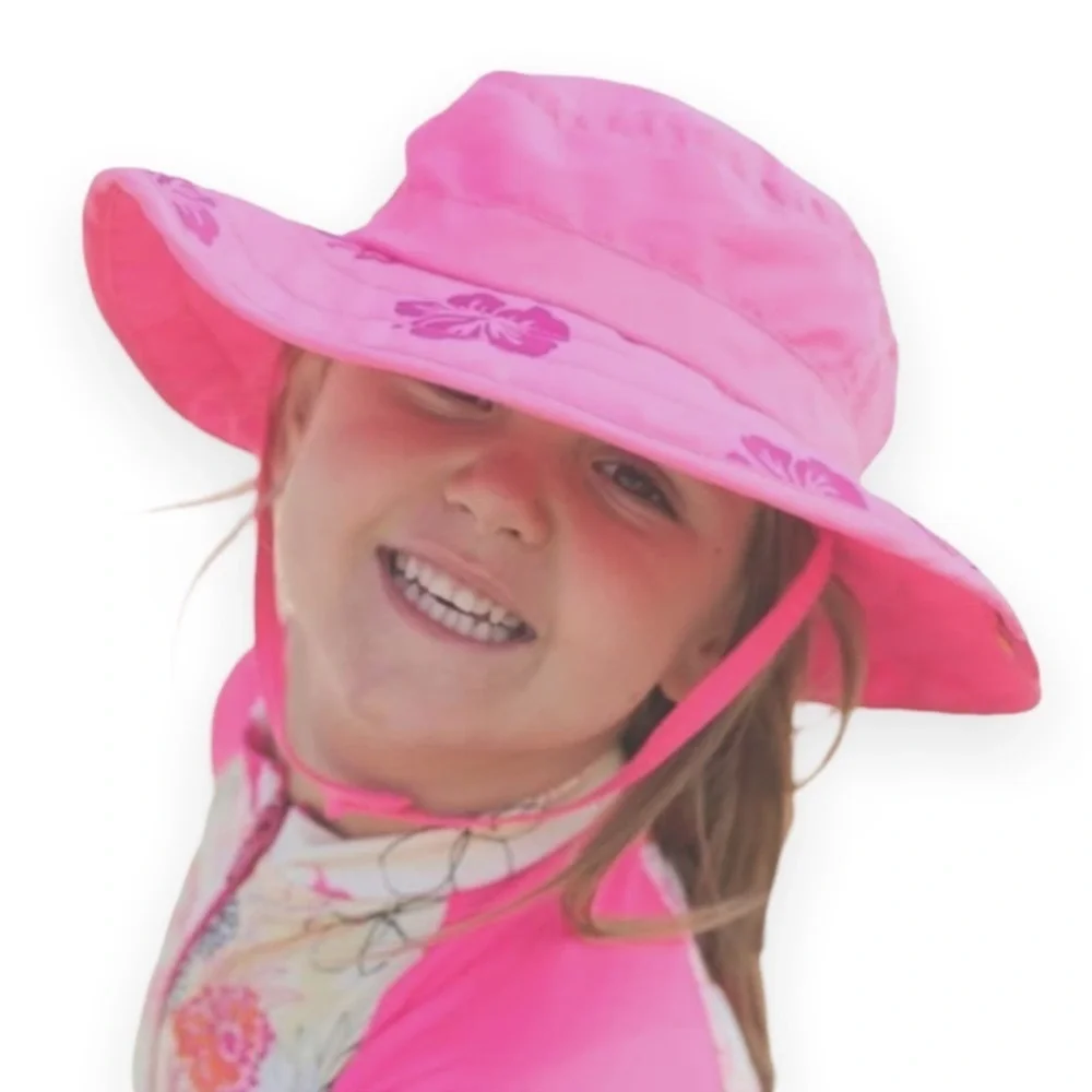 Sun Protection Zone Kids UPF 50+ Hawaiian Pink Safari Sun Hat UV Sun Lightweight
